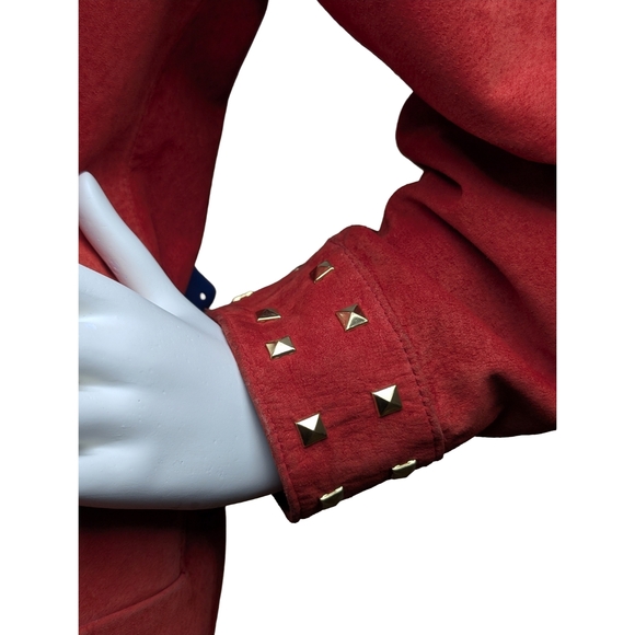 Vintage Danier Suede Leather Jacket | Gold Studded Trim | Oversized Fit - Picture 5 of 10